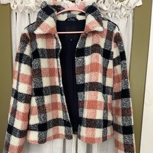 Madewell teddy fleece check jacket